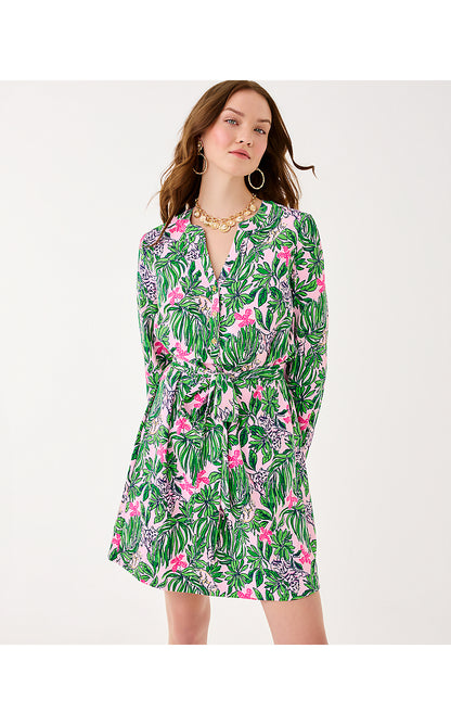 ENSLEY UPF 50+ DRESS, CONCH SHELL PINK ROARING WITH JOY