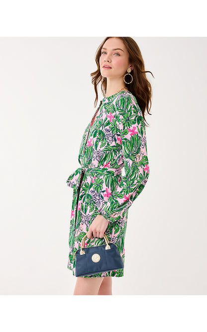 ENSLEY UPF 50+ DRESS, CONCH SHELL PINK ROARING WITH JOY