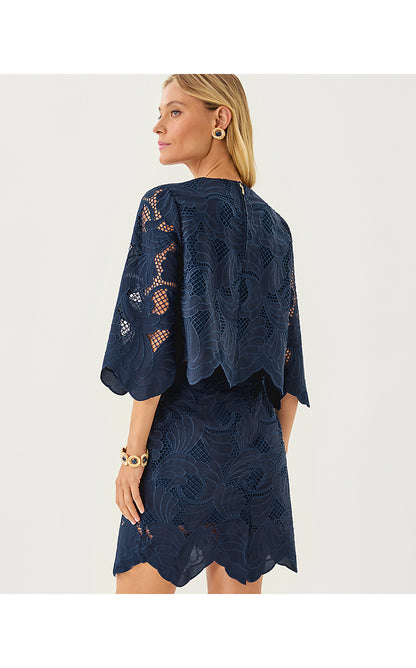 AMABEL LONG SLEEVE CROPPED TOP, LOW TIDE NAVY SWAY WITH ME SCALLOPED LACE
