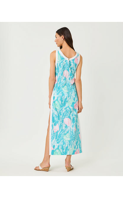 ELEANORA MAXI SHIFT ROMPER, CAPRI BLUE OVERSIZED SHELDEN
