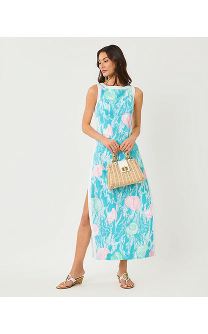 ELEANORA MAXI SHIFT ROMPER, CAPRI BLUE OVERSIZED SHELDEN