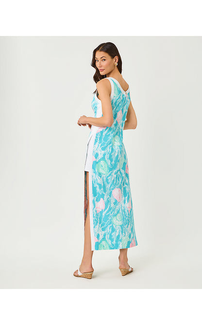 ELEANORA MAXI SHIFT ROMPER, CAPRI BLUE OVERSIZED SHELDEN