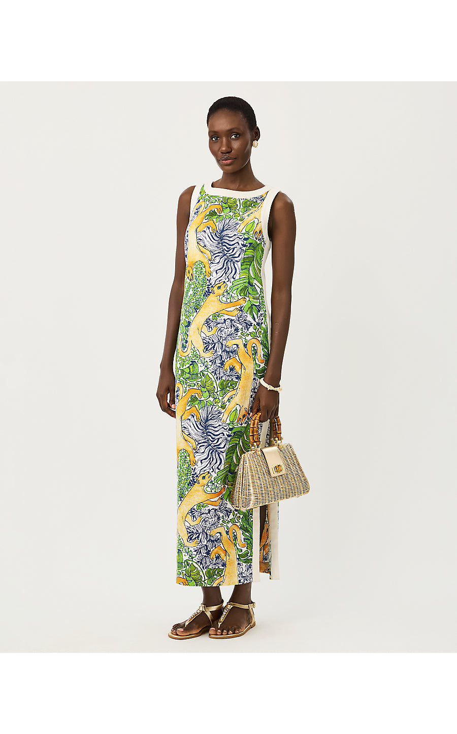 ELEANORA MAXI SHIFT ROMPER, MULTI PALM PROWL ENGINEERED ROMPER