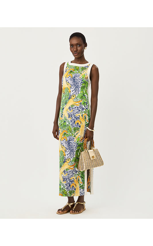 ELEANORA MAXI SHIFT ROMPER, MULTI PALM PROWL ENGINEERED ROMPER
