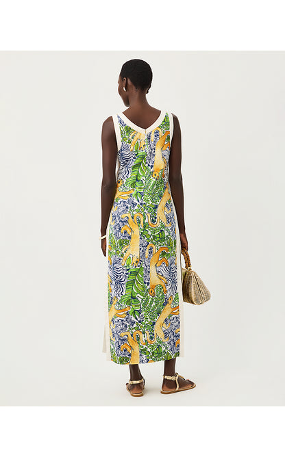 ELEANORA MAXI SHIFT ROMPER, MULTI PALM PROWL ENGINEERED ROMPER