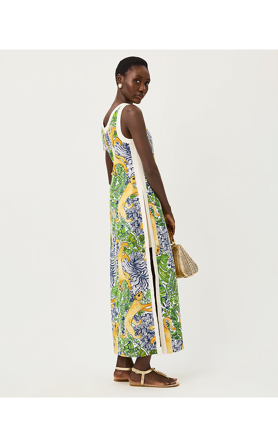 ELEANORA MAXI SHIFT ROMPER, MULTI PALM PROWL ENGINEERED ROMPER