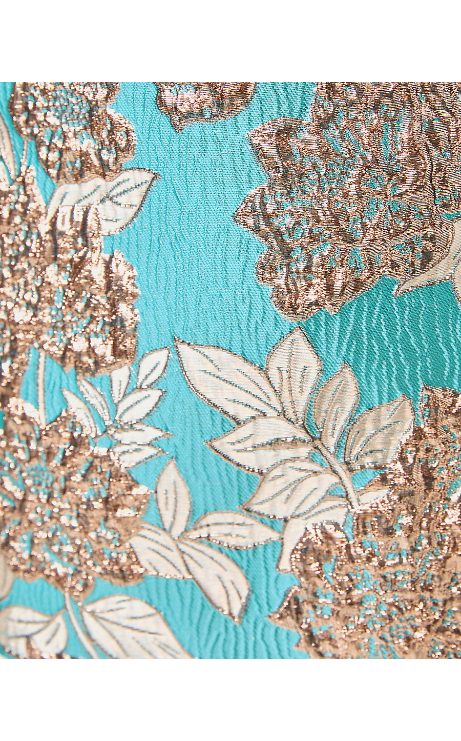 JANEY MINI SKIRT, TANGIER TEAL FLORAL FLING METALLIC JACQUARD