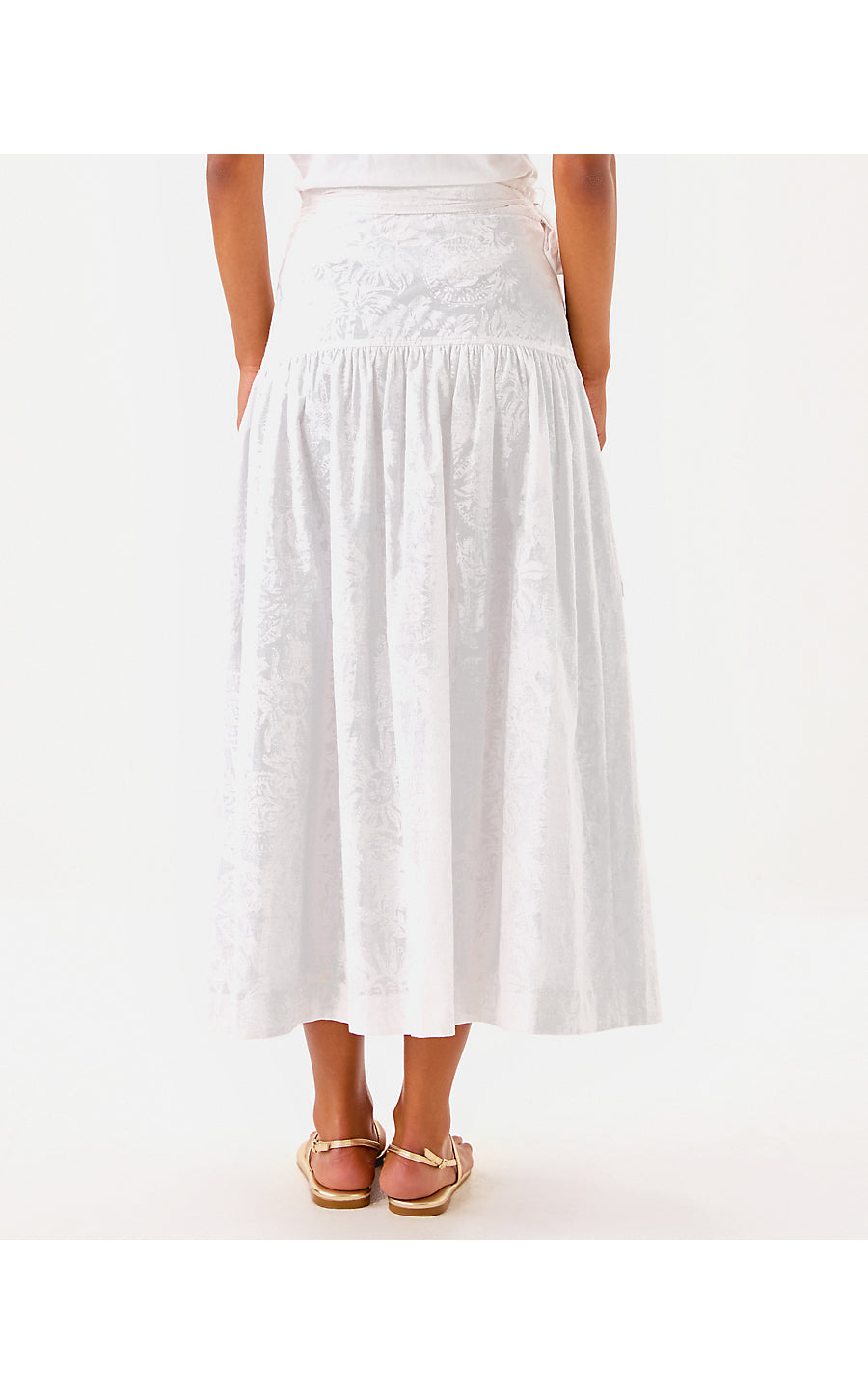CORINA MIDI SKIRT, RESORT WHITE CATCHIN RAYS OVERPRINT