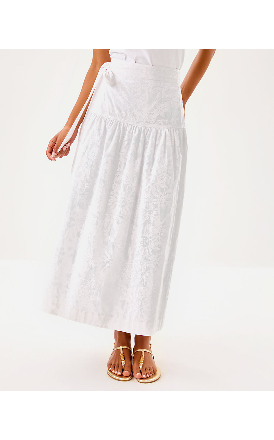 CORINA MIDI SKIRT, RESORT WHITE CATCHIN RAYS OVERPRINT