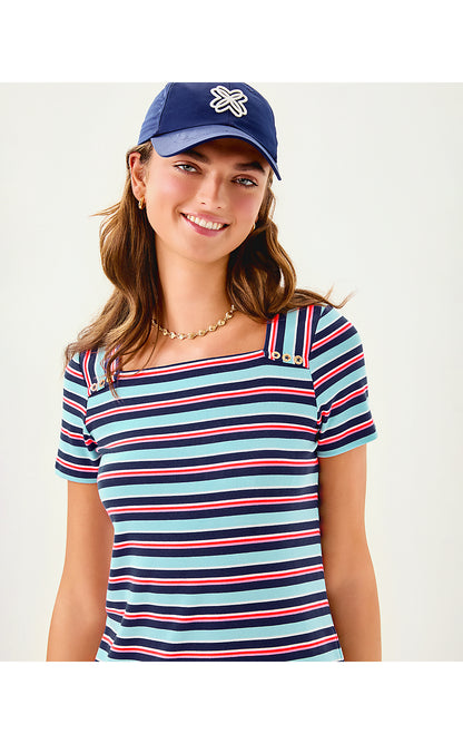 BEATY DRESS, MULTI FIRECRACKER YARN DYE STRIPE