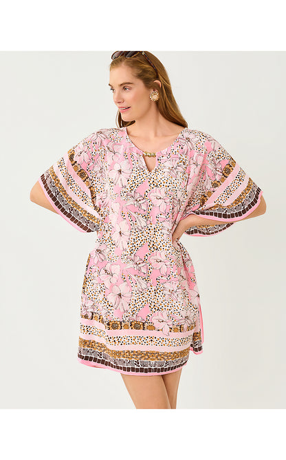 LINDAMARIE SILK CAFTAN, COCO BEACH WILDNESS ENGINEERED WOVEN CAFTAN XXSXS