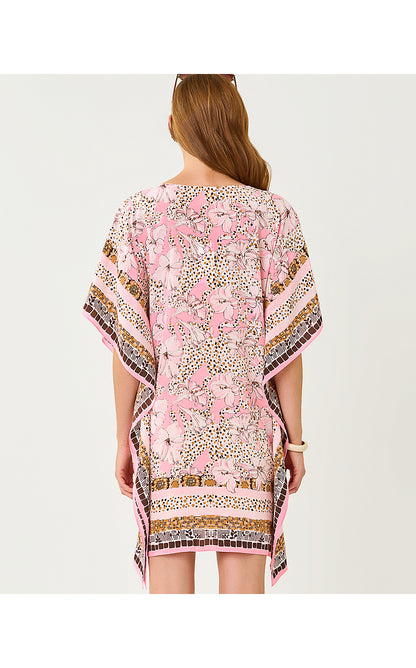 LINDAMARIE SILK CAFTAN, COCO BEACH WILDNESS ENGINEERED WOVEN CAFTAN XXSXS