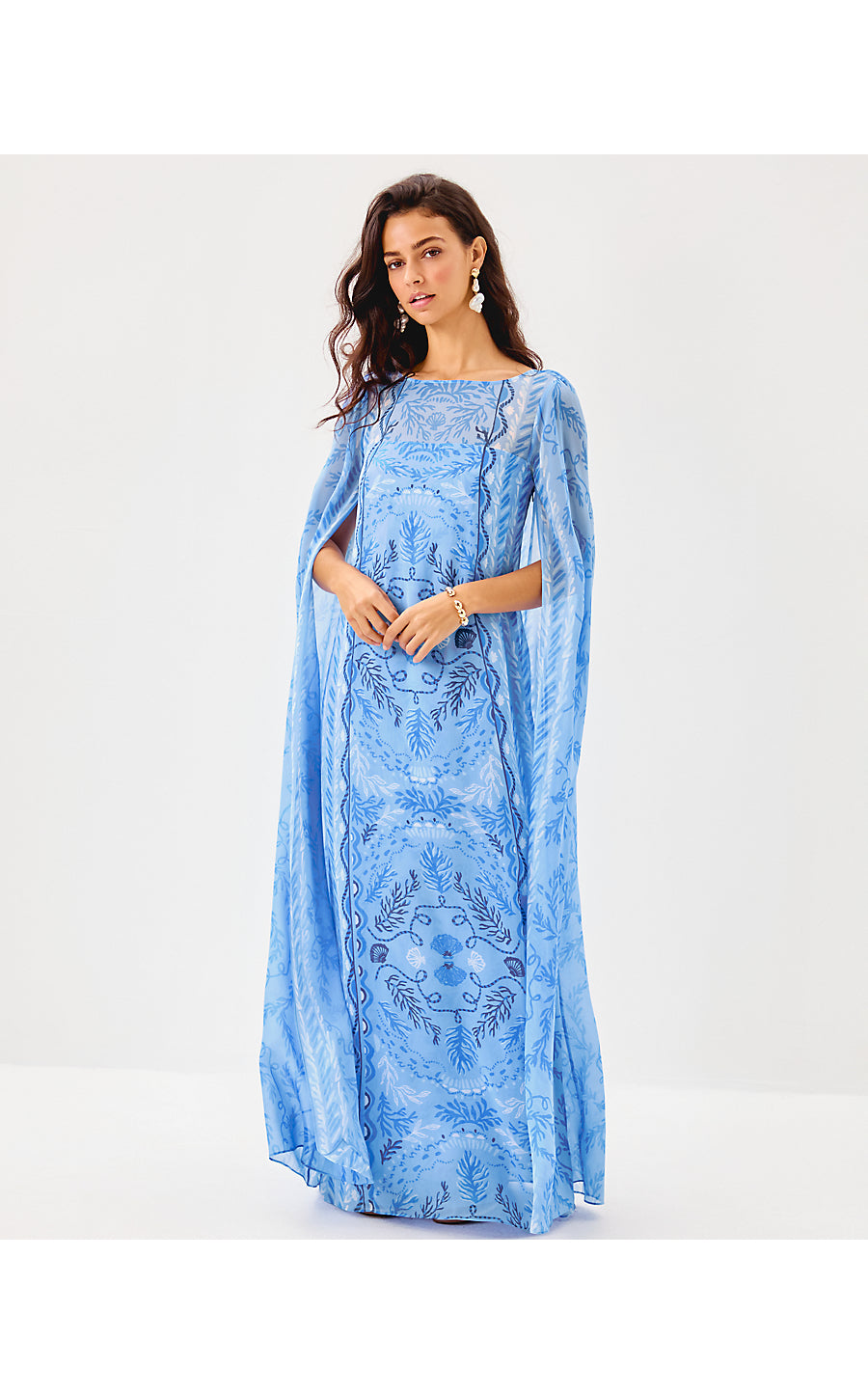 KINGSTON SILK MAXI CAFTAN, JACARANDA BLUE KNOTTY AND NICE ENGINEERED WOVEN MAXI