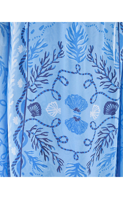 KINGSTON SILK MAXI CAFTAN, JACARANDA BLUE KNOTTY AND NICE ENGINEERED WOVEN MAXI