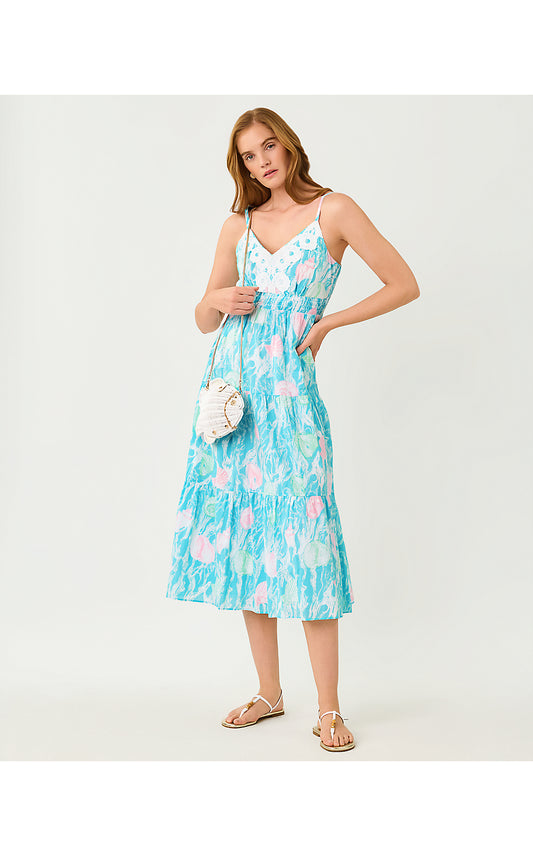 ZANNA MIDI DRESS, CAPRI BLUE SHELDEN