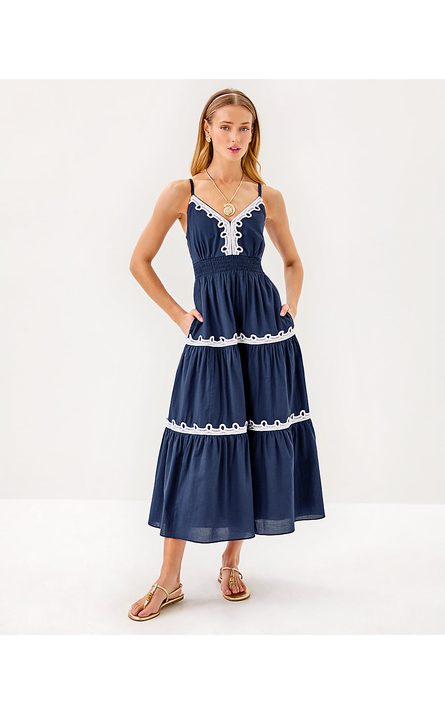 ZANNA COTTON MIDI DRESS, SAPPHIRE POOL