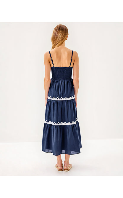 ZANNA COTTON MIDI DRESS, SAPPHIRE POOL