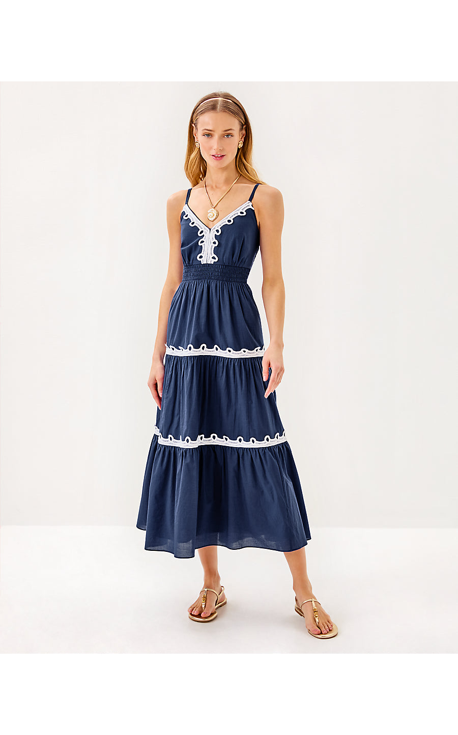 ZANNA COTTON MIDI DRESS, SAPPHIRE POOL