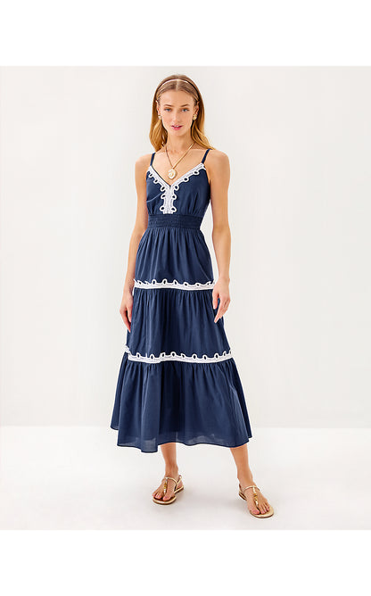 ZANNA COTTON MIDI DRESS, SAPPHIRE POOL