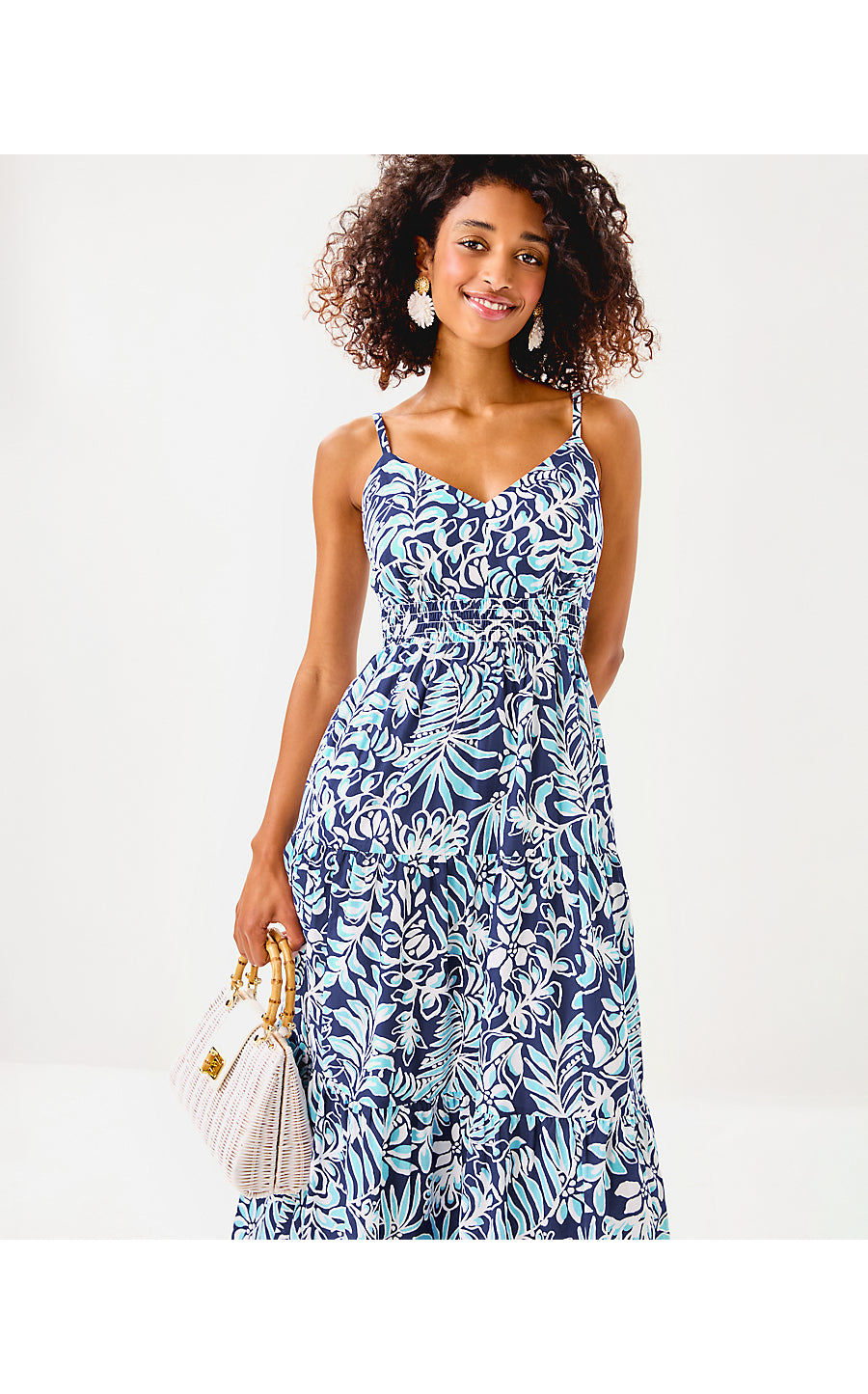 ZANNA COTTON MIDI DRESS, SAPPHIRE POOL SUMMER SHORELINES