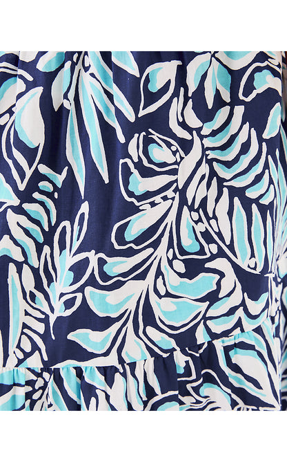 ZANNA COTTON MIDI DRESS, SAPPHIRE POOL SUMMER SHORELINES