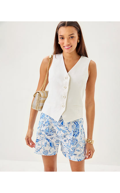 BLEECKER LINEN VEST, RESORT WHITE