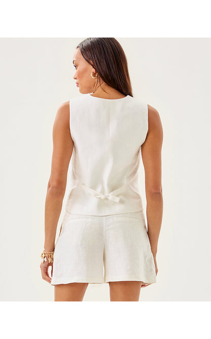 BLEECKER LINEN VEST, RESORT WHITE