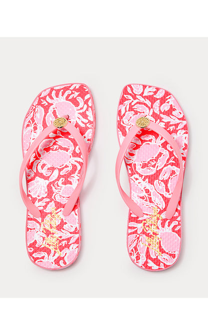 SANDSATIONAL SQUARE TOE FLIP FLOP, CANE CORAL CRAB COLLAB SHOE