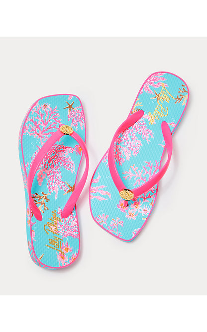 SANDSATIONAL SQUARE TOE FLIP FLOP, MULTI ROYAL CORAL SHOE