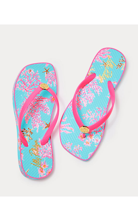 SANDSATIONAL SQUARE TOE FLIP FLOP, MULTI ROYAL CORAL SHOE