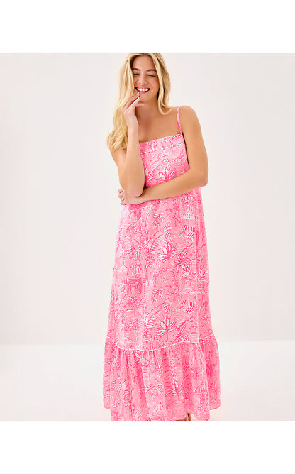 ROZALIE LINEN MAXI DRESS, CONCH SHELL PINK PENNYS PLAYGROUND