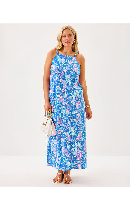 KYLEIGH MAXI DRESS, SUNWASHED BLUE CITRUS CRUSH