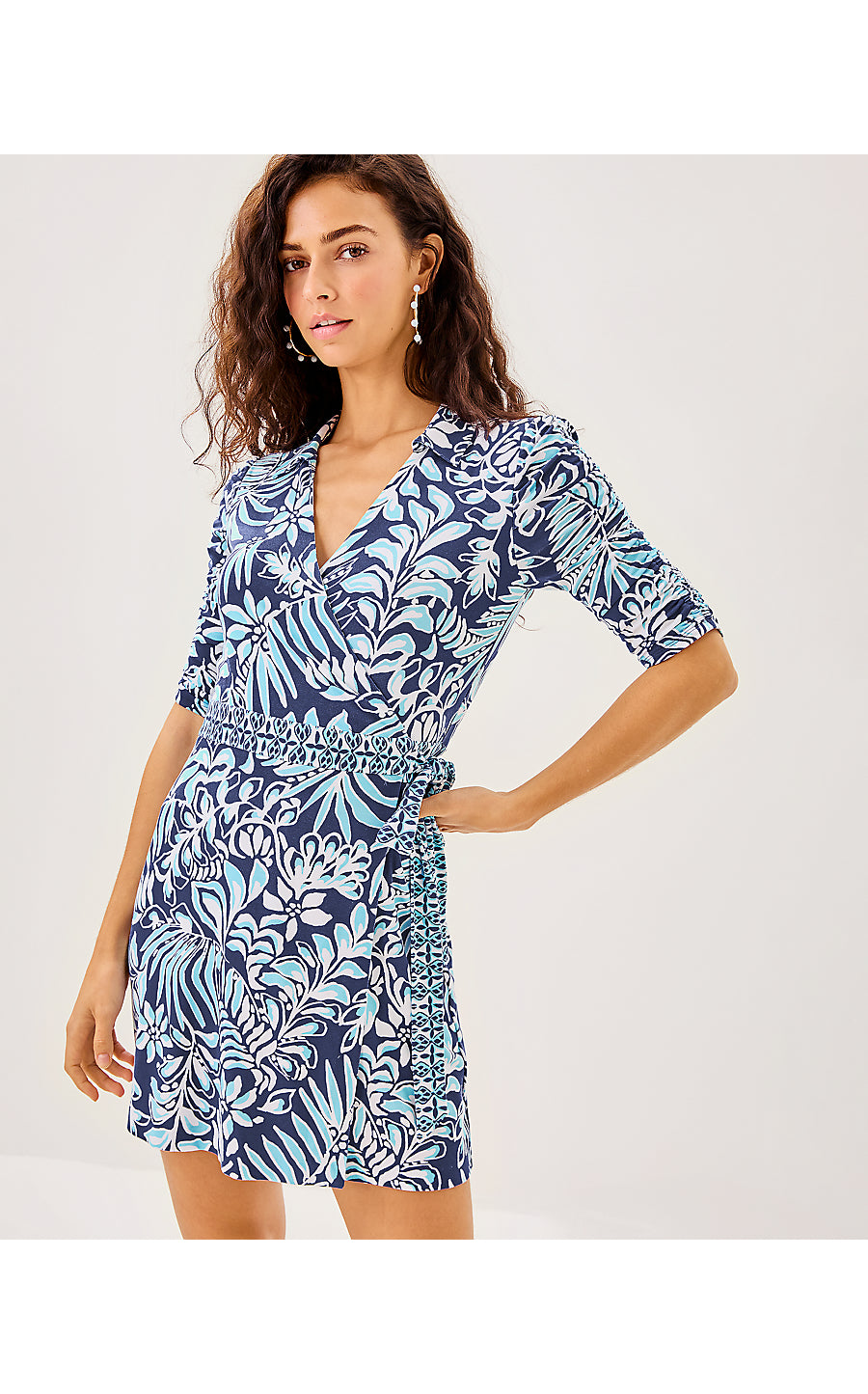 IBBY SKIRTED ROMPER, SAPPHIRE POOL SUMMER SHORELINES ENGINEERED ROMPER