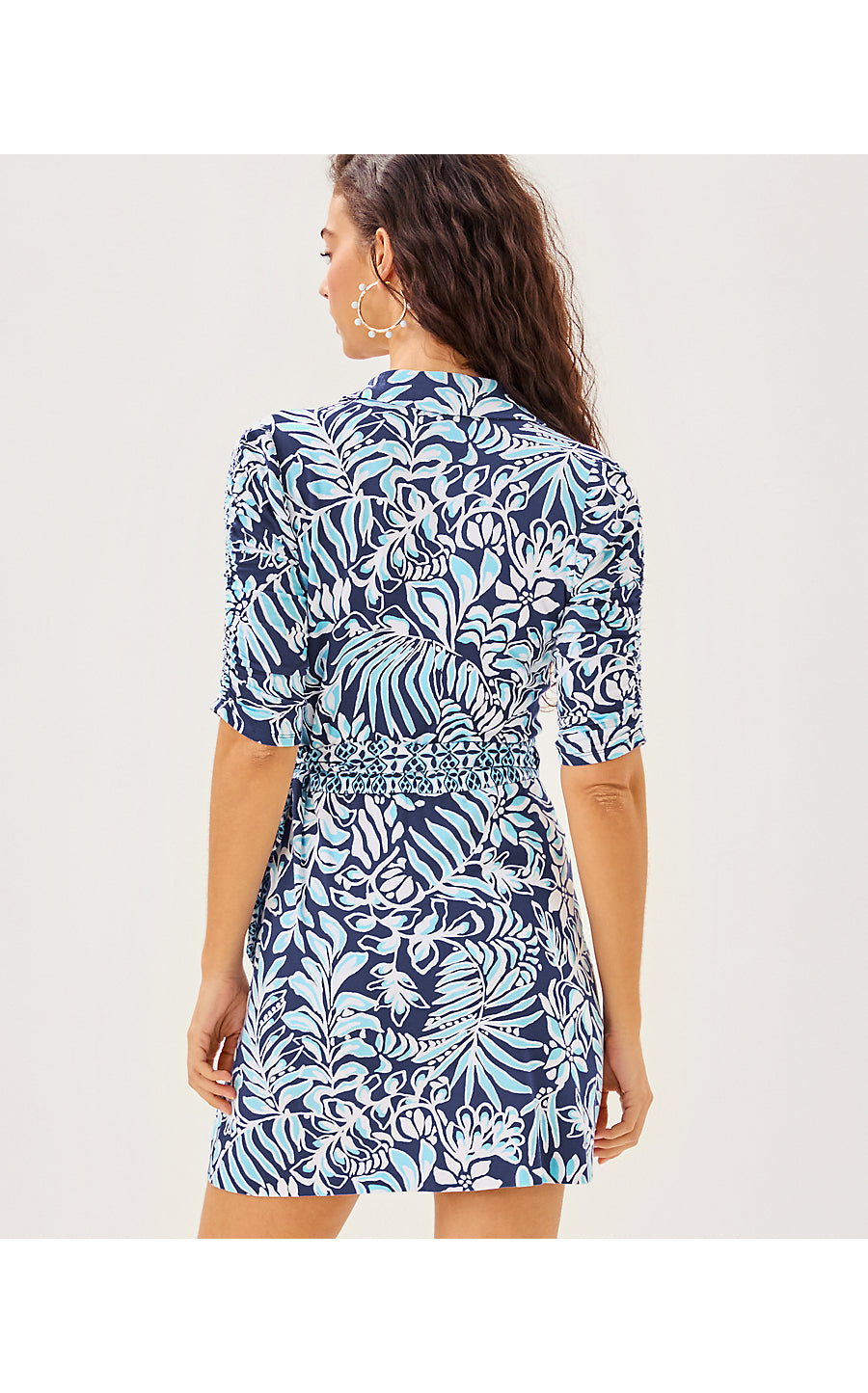 IBBY SKIRTED ROMPER, SAPPHIRE POOL SUMMER SHORELINES ENGINEERED ROMPER