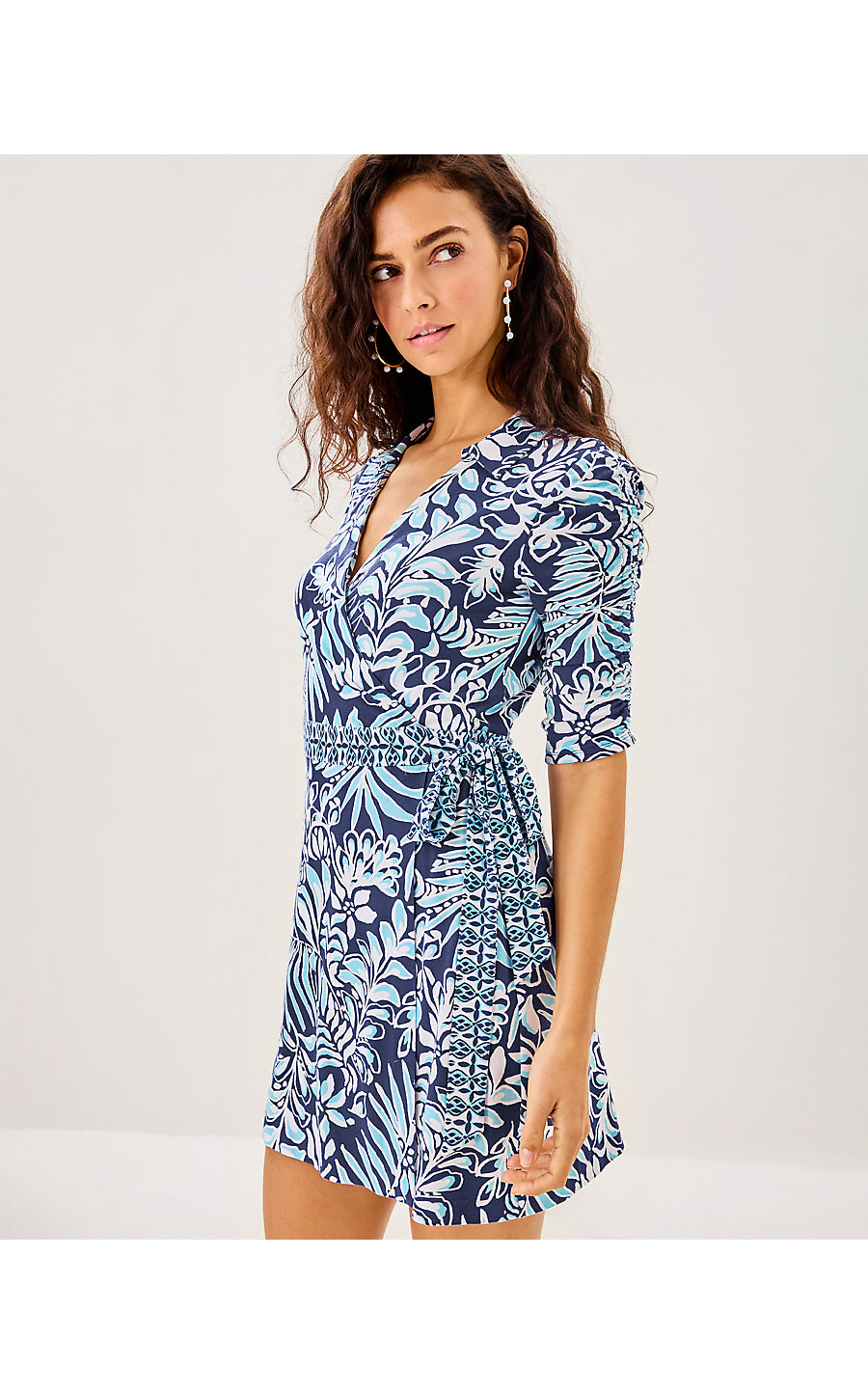 IBBY SKIRTED ROMPER, SAPPHIRE POOL SUMMER SHORELINES ENGINEERED ROMPER