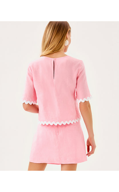 NIK SHORT SLEEVE CROPPED TOP, CONCH SHELL PINK