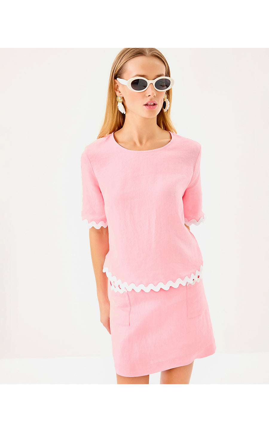 NIK SHORT SLEEVE CROPPED TOP, CONCH SHELL PINK