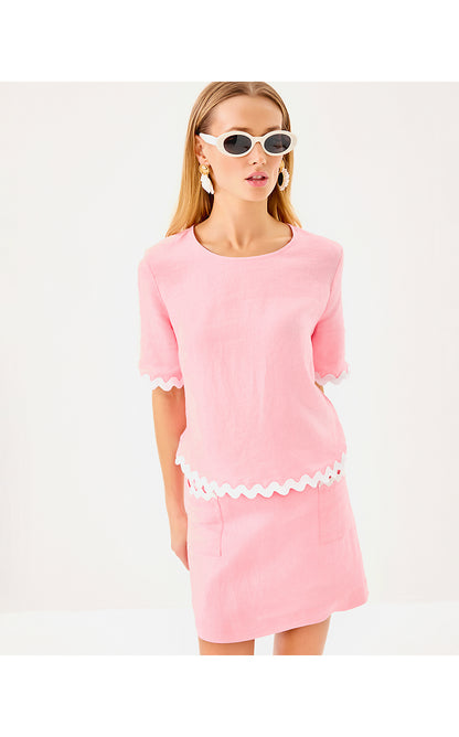 NIK SHORT SLEEVE CROPPED TOP, CONCH SHELL PINK
