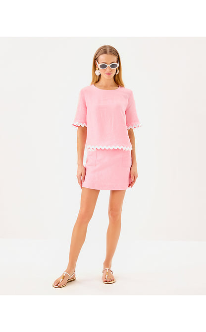 NIK SHORT SLEEVE CROPPED TOP, CONCH SHELL PINK