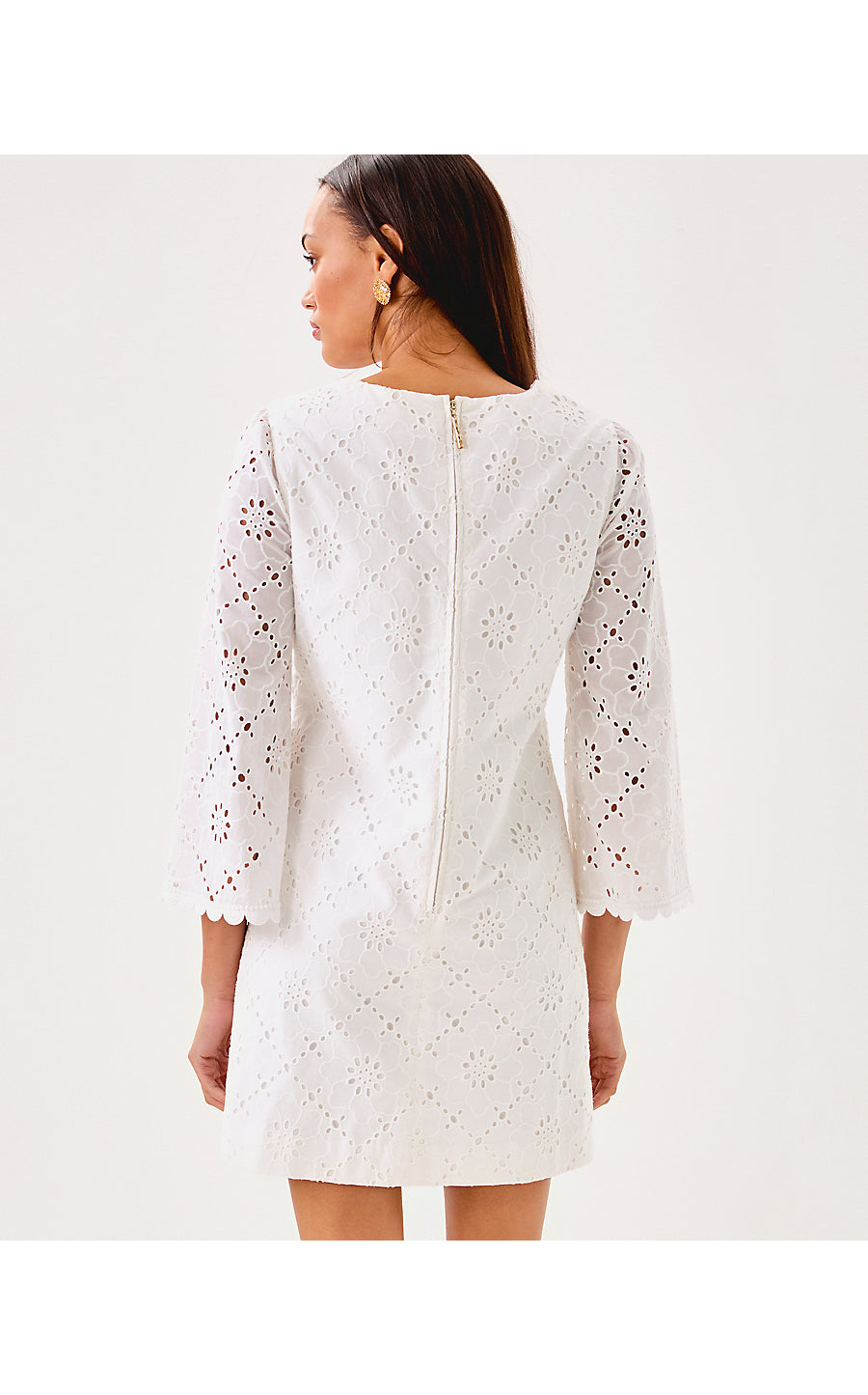 RICHIE 3/4 SLEEVE SHIFT, RESORT WHITE BEACH HAVEN EYELET