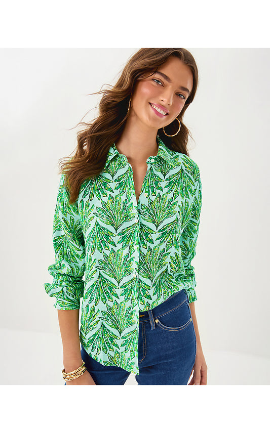 SEA VIEW BUTTON DOWN, KITTS GREEN SHADY BABE