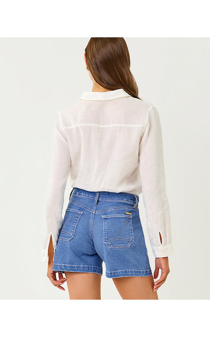 SEA VIEW BUTTON DOWN, RESORT WHITE THROW ME A LINE EMBROIDERY