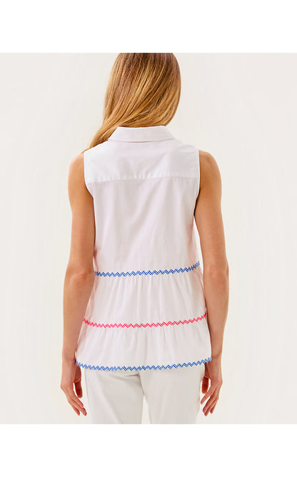 BREAH SLEEVELESS BUTTON DOWN, RESORT WHITE