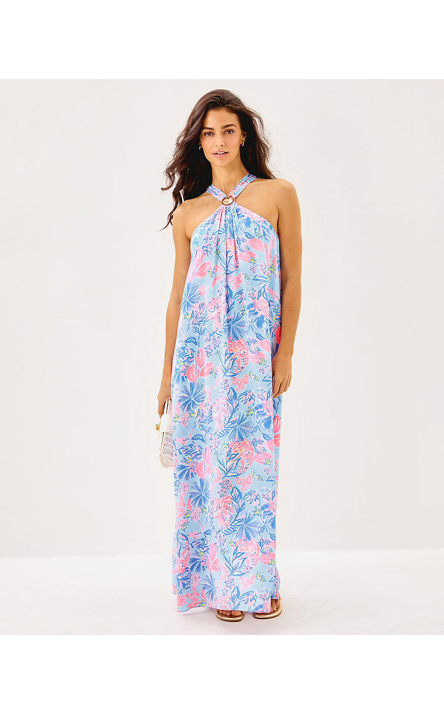 CLAIRABEL SILK MAXI DRESS, MULTI ELEPHANT SPLASH