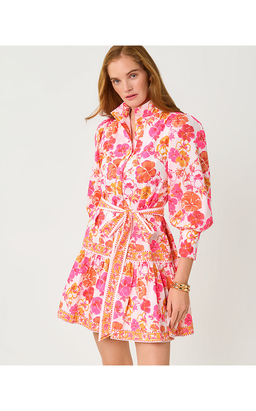DRENA DRESS, RESORT WHITE PANSY FANSY ENGINEERED WOVEN DRESS