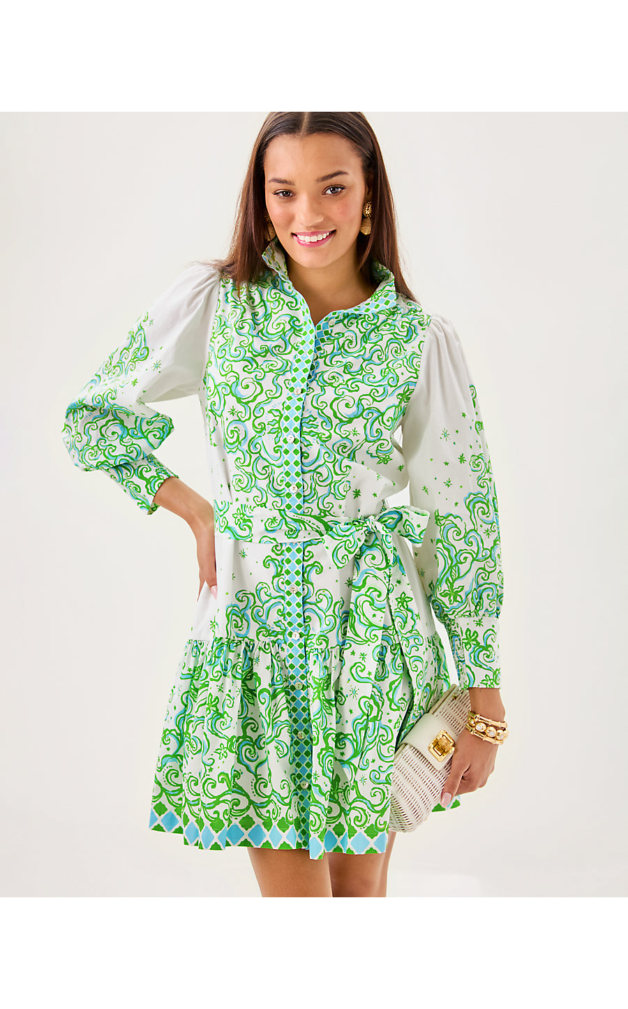 DRENA DRESS, RESORT WHITE SOL MATES ENGINEERED DRESS