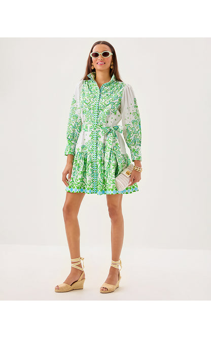 DRENA DRESS, RESORT WHITE SOL MATES ENGINEERED DRESS