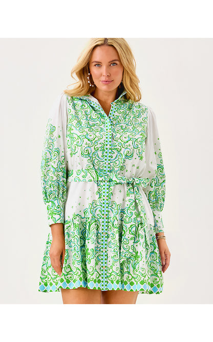 DRENA DRESS, RESORT WHITE SOL MATES ENGINEERED DRESS