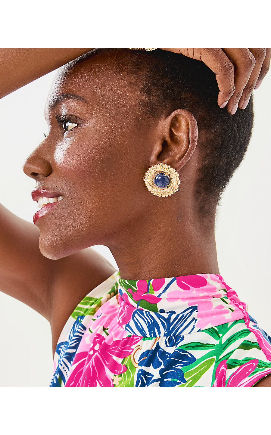 ONE FINAL FLING STUD EARRING, STARLIGHT NAVY