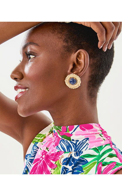 ONE FINAL FLING STUD EARRING, STARLIGHT NAVY